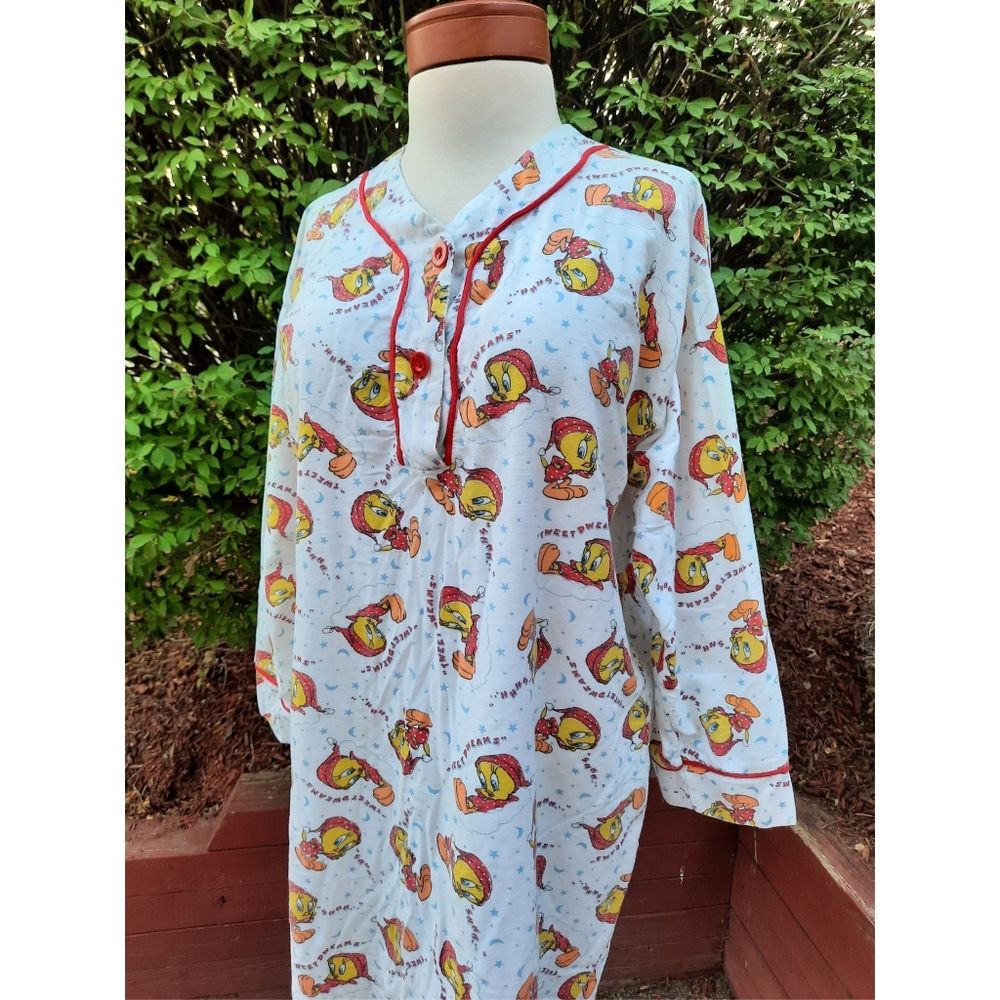 Vintage 90's Looney Tunes Tweety Bird Sleepshirt Pajamas Top Nightgown PJs